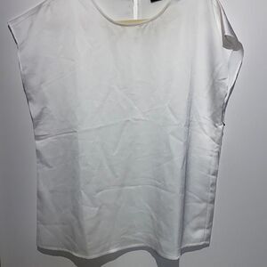 Nordstrom Halogen Women's Sleeveless Open Side Round Neck Satin Top White Size M